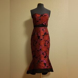 NWT Forever New Black, Maroon, & Fuchsia Strapless Dress Size 4